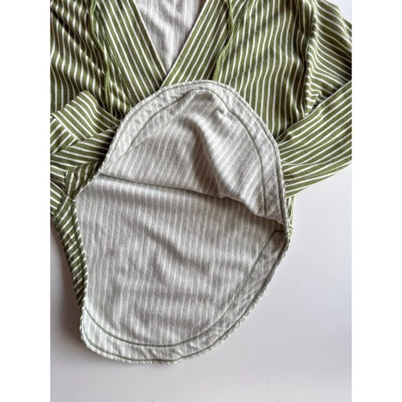 PILCRO Wharfside Green Striped Cotton Terry V-Neck Hooded Sweatshirt, Size S - Picture 11 of 14